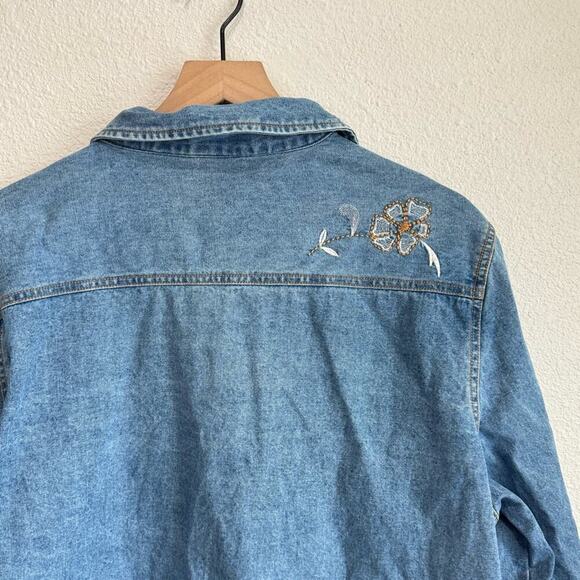 VTG White Stag Womens XL Jacket Embroidered Floral Paisly Denim Boho Festival - Picture 9 of 10